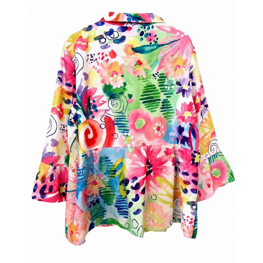 Ali Miles Artsy Floral Wire Collar Button Front Jacket XL 1X NWT Art to Wear - Picture 3 of 4
